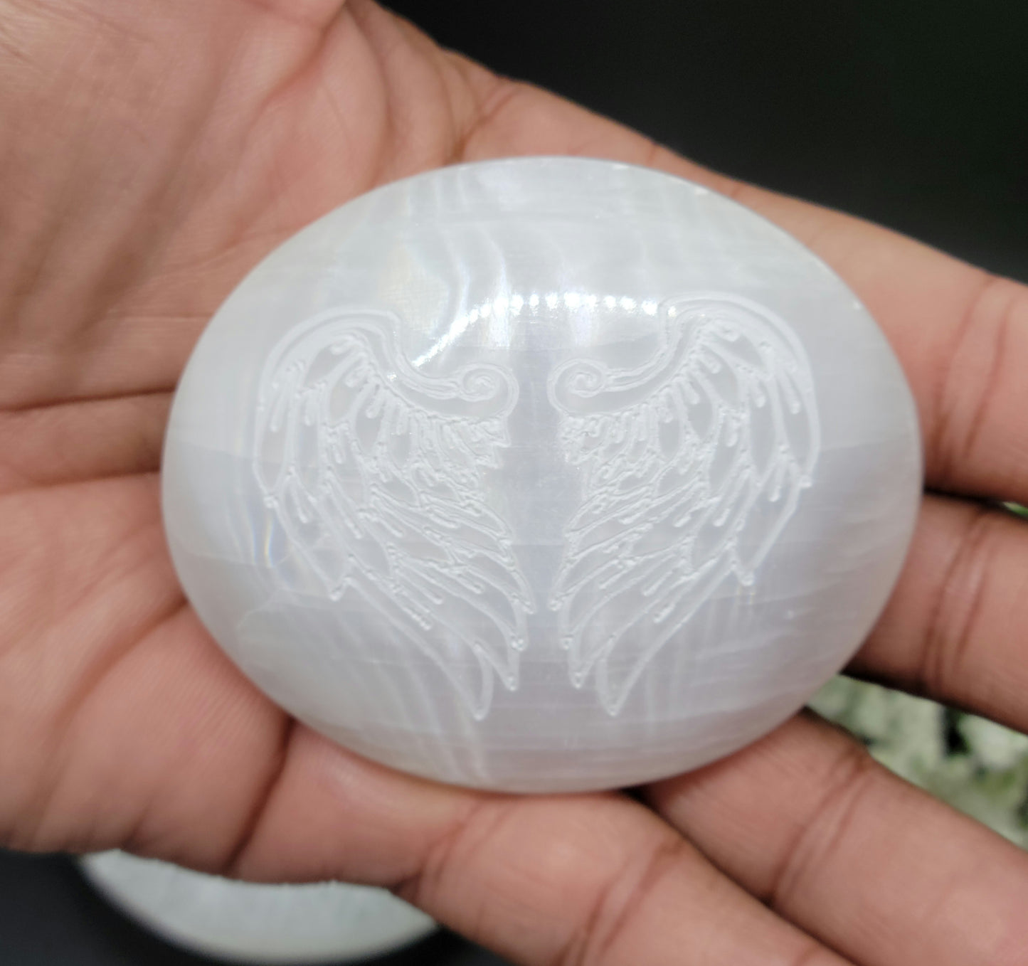 Selenite Palm stones