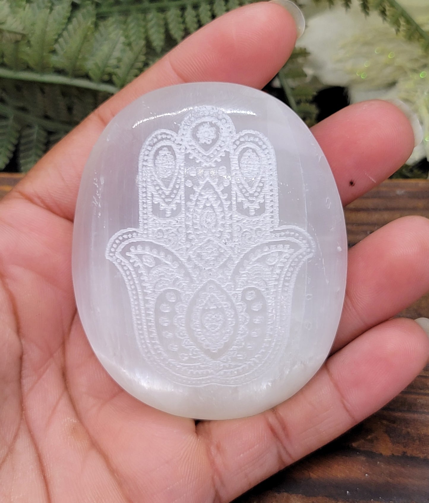 Selenite Palm stones