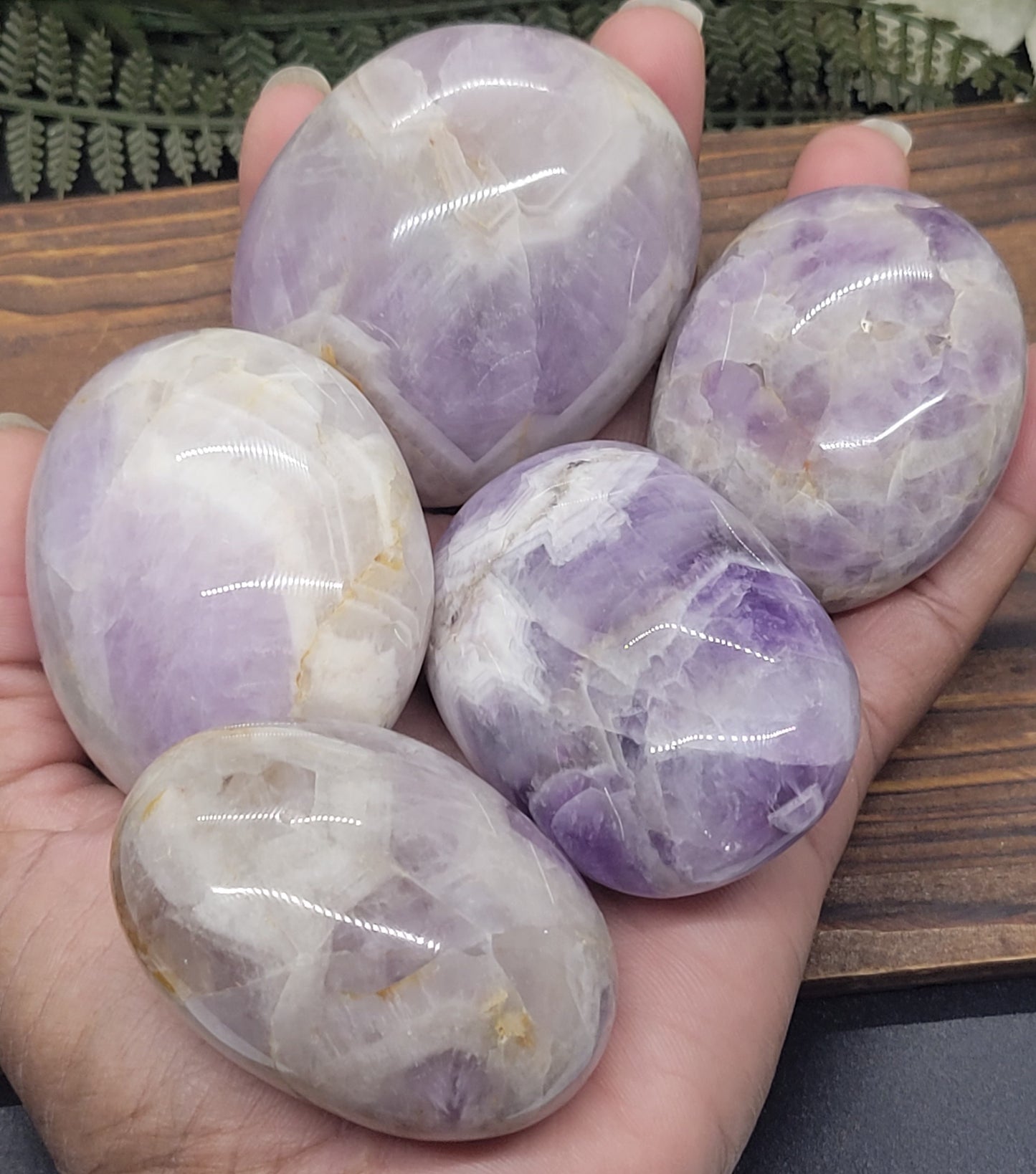 Chevron Amethyst Palm Stones