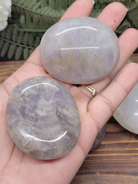 Blue Rose Quartz Palm Stones