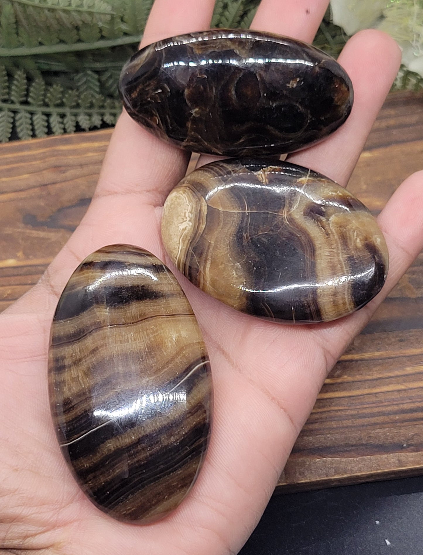 Chocolate Calcite Palm Stones